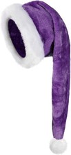 FOIMAS Long Santa Hat for Adults,Plush Christmas Hats with White Fur for Purple