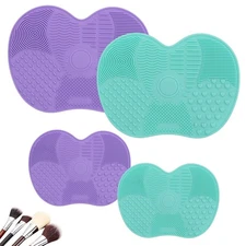 4 PCS Makeup Brush Cleaner Mat, Silicone Makeup Brush Cleaner