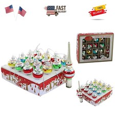 Kurt Adler Miniature Ornaments and Treetop, Set of 16