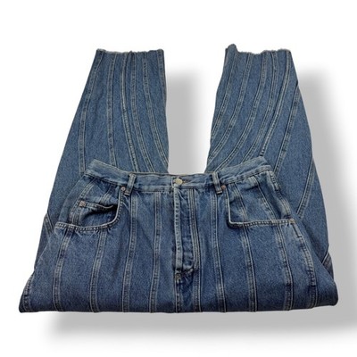 Mugler Blue Spiral Paneled High Rise Tapered Jeans IT 46 6PA0239211