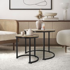 Set 2 tables d'appoint de salon tables gigognes en chêne sonoma 60x52/40x44 cm