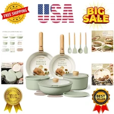 Pots and Pans Set, Nonstick Cookware Set Detachable Handle, 19pcs Induction K...