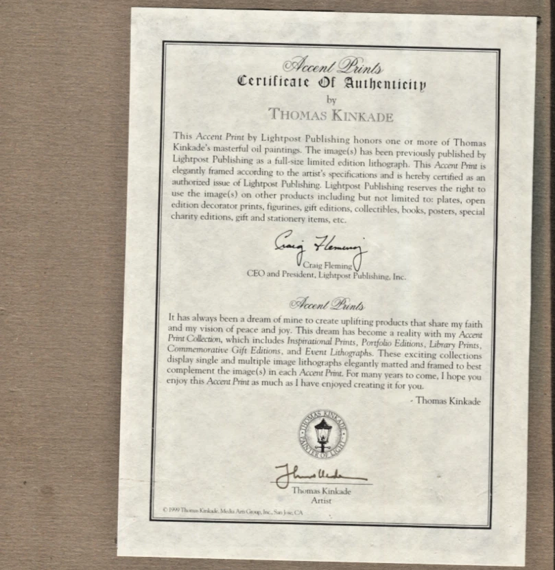 THOMAS KINKADE VILLAGE CHRISTMAS FRAMED CANVAS LITHOGRAPH - Image 2 of 2