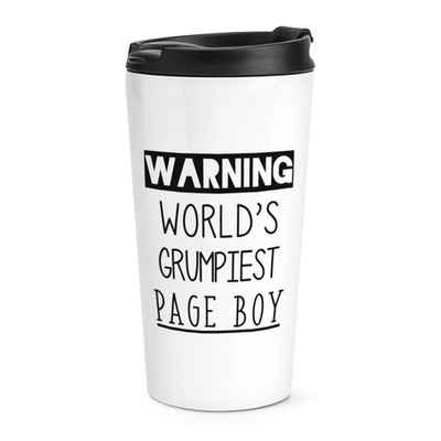 Warning World's Grumpiest Page Boy Travel Mug Tasse Awesome Best Wedding Lustig