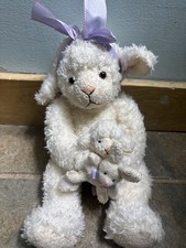 Vintage Russ Lambkins Fuzzy Easter Plush Lamb Mother Baby and Bunny Farm Animal