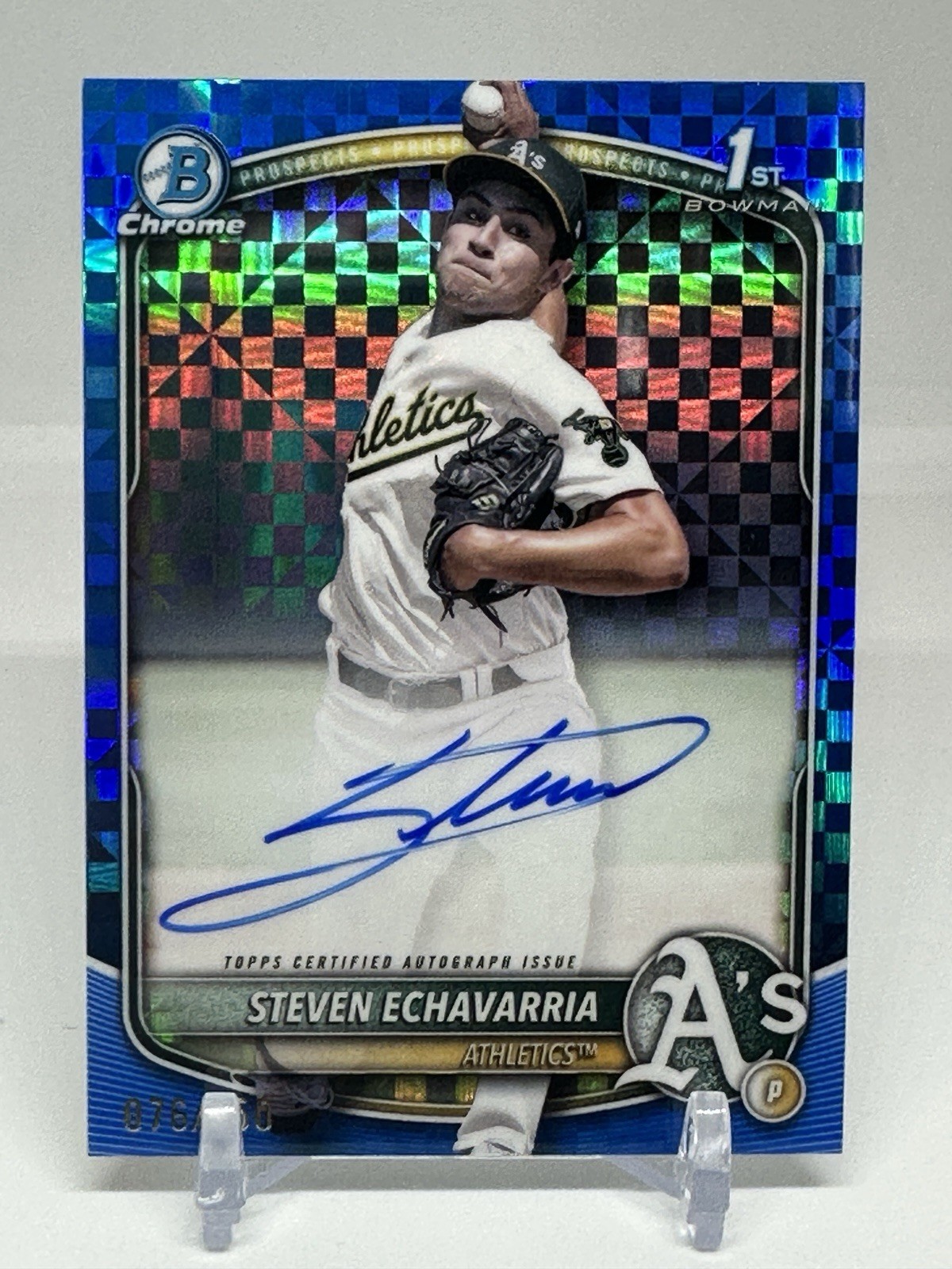 STEVEN ECHAVARRIA 2025 BOWMAN CHROME 1ST BLUE X-FRACTOR AUTO /150 Q4920