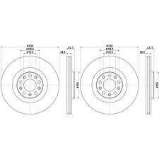 2x HELLA PAGID BREMSSCHEIBEN Ø330mm VORNE passend für ALFA ROMEO GIULIA STELVIO 