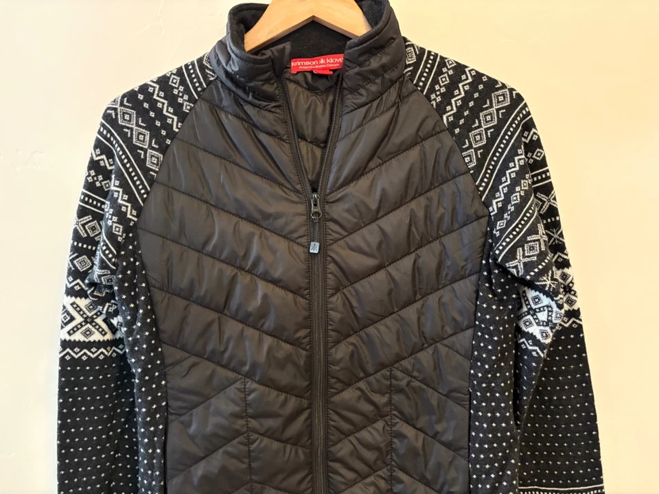 KRIMSON KLOVER Jacket Switchback Wool Blend Fair Isle Zip Womens Medium - Image 2 of 4