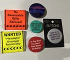 Vintage 1980s Pinback Buttons, Lot of 4 Plus 2 Matchbooks in Metal Tin — photo 2