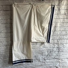 PREOWNED POTTERY BARN KIDS TWIN BED SKIRT NAVY BLUE TRIM WHITE