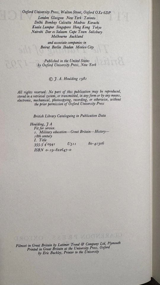 The Training of the British Army 1715-1795 by J.A. Houlding 1st Edition *N-MINT* - Image 4 of 4