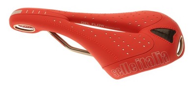 Selle Italia Flite Gel Flow Saddle Ti Rail Red Perforated Leather