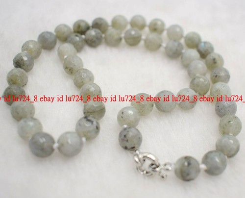 Collana Pietre Preziose Pietre Rotonde Labradorite Grigia Naturale 6/8/10 mm sfaccettata 18" AAA - Foto 8 di 12