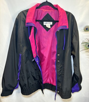カイン 80s Womens Cabin Creek Jacket Size Medium RN11935 Black/pink