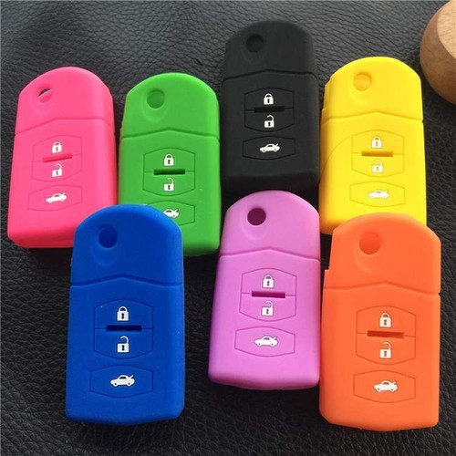 Fit MAZDA 2 5 6 3 Button Flip Remote Smart Key Fob Silicone Skin Case Cover - Picture 2 of 21