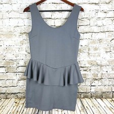 Cotton On Women's Dress Size M Gray Sleeveless Stretch Wavy Ruffle Waist Work