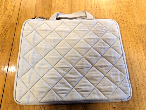 liz claiborne Laptop Sleeve Bag quilted Beige Cotton 13in macbook tablet ipad