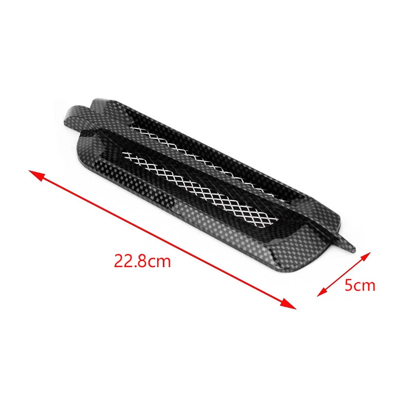 2 pegatinas de rejilla de admisión de cubierta de guardabarros de ventilación de flujo de aire lateral de automóvil estilo fibra de carbono Foto 2 de 4