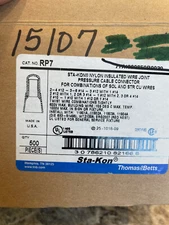 Sta-Kon Nyon Insulated Wire Joint Pressure Cable Connector, #RP7, Qty of 500,#10
