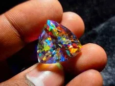 69.5 Ct+ Natural Mystic Topaz Rainbow Color Trillion Certified Loose Gemstone