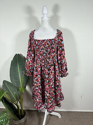 The Get Women s Floral Print 3/4 Sleeve Dress, Size 1X