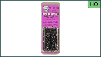 Kadee #158-50, Bulk Pack - 50 pair #158 Scale Whisker Metal Couplers, HO Scale