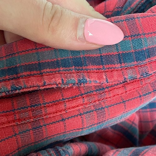 Vtg 80's Polo Ralph Lauren Red TARTAN Plaid DISTRESSED Work Chore Shirt USA M - Picture 8 of 8