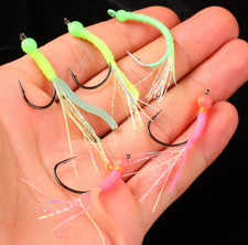 6pcs Luminous Beadhead Flies For Sabiki Rigs Saltwater Lures Fishing Hook 3#