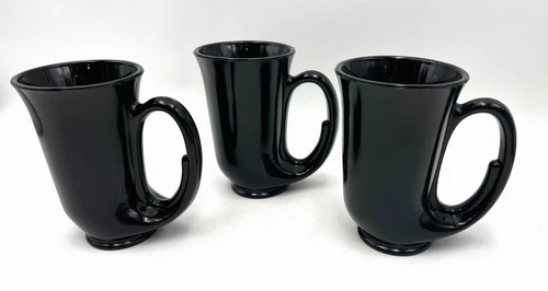Indiana Glass Tiara Black Hunter's 12 oz Horn Mugs - Set of 3