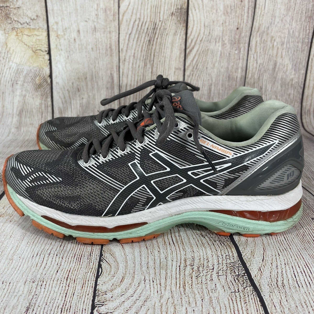 Asics Gel Nimbus 19  Running Shoes Carbon White Flash Sz(12) Amazon.com | ASICS Gel-Nimbus 19 Womens Running Trainers  main image 3