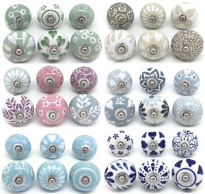 Sets Of 6 Ceramic Knobs Drawer Pulls Cupboard Handles Door Vintage