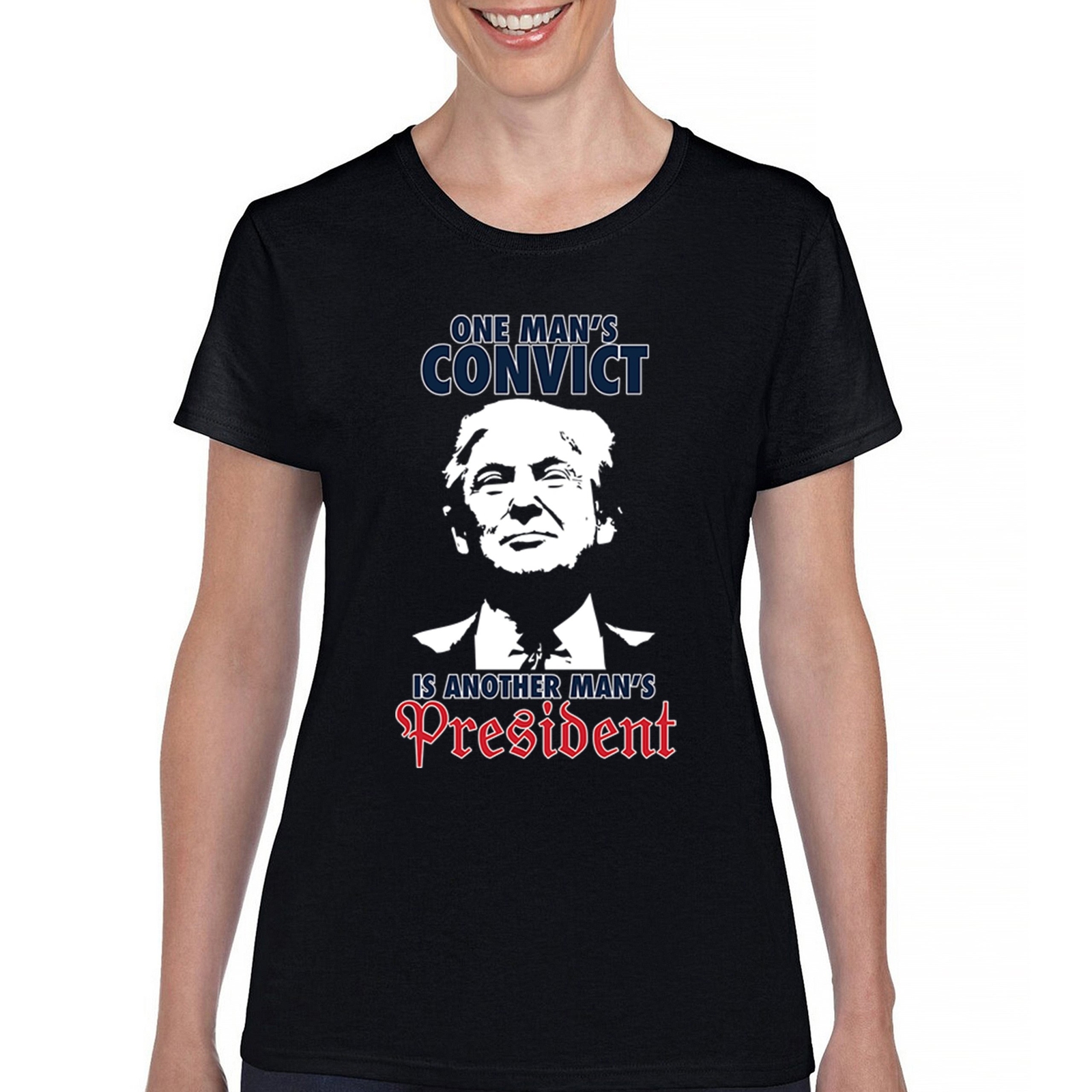 ALTRA T shirt donna One Man's Convict is Another Man's President MAGA FJB 45 47