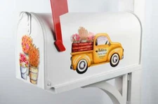 Mailbox Magnet Partial Cover Vintage Yellow Truck Spring Summer Florals