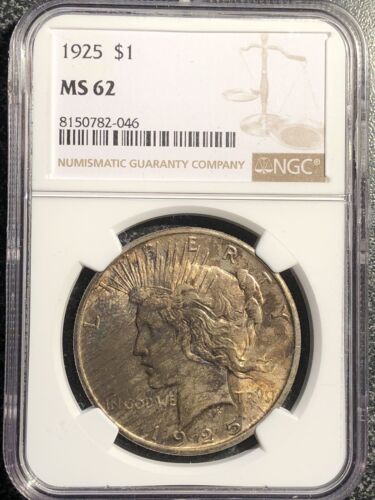 1925-P $1 Peace Silver Dollar NGC MS 62  #210 - Foto 1 di 3