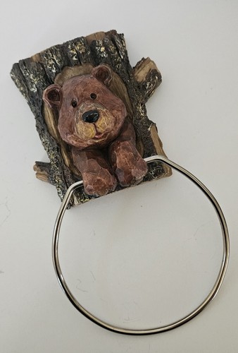Bear Bathroom Towel Holder. Rustic Cabin Resin/Metal. Unique. Brown Bear Cub - Picture 10 of 10