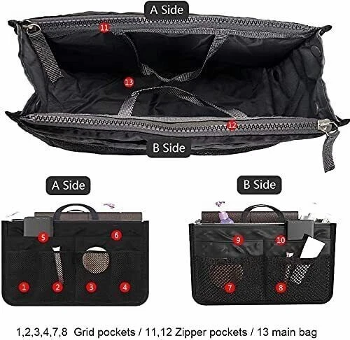 Bolso Organizador de Mano Bolso Inserto Mujeres Viaje Grande Forro Bolso de Mano Cartera Dama Maquillaje Foto 2 de 4