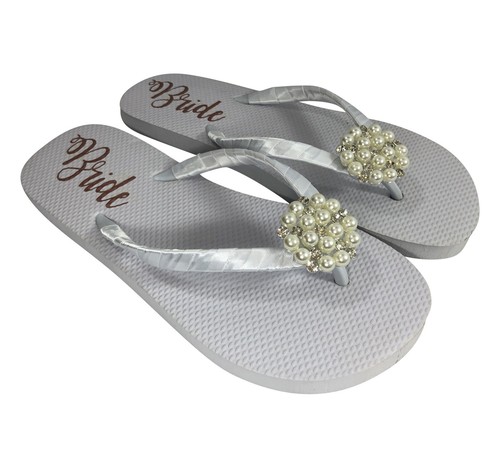 Rose Gold \u0026 Pearl Bride Flat Flip Flops 