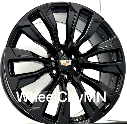 24" Gloss Black OE Replica 14025 wheels fits 2023 Cadillac Escalade Sport 6x5.5 - Picture 3 of 8