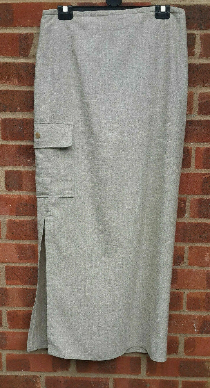 Vintage Beige Tailored Linen skirt UK size 14 FR 42 D 40