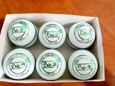 6 x 156 gm 4-Piece Senior High Quality LEATHER WHITE Bat Friendly Cricket Balls