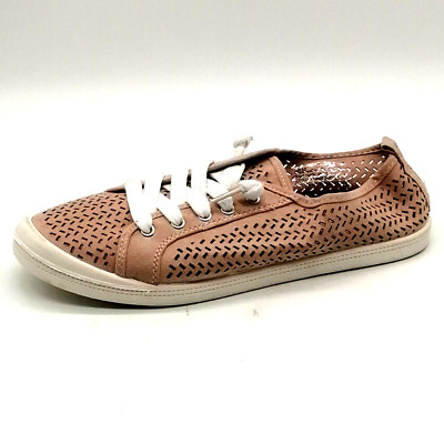 Maurices Womens Sneaker Mariah 120936 Tan Perforated Faux Suede Lace Up Flat 8.5