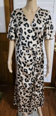 AX PARIS ANIMAL LEOPARD PRINT MIDI NEW DRESS SIZE 12