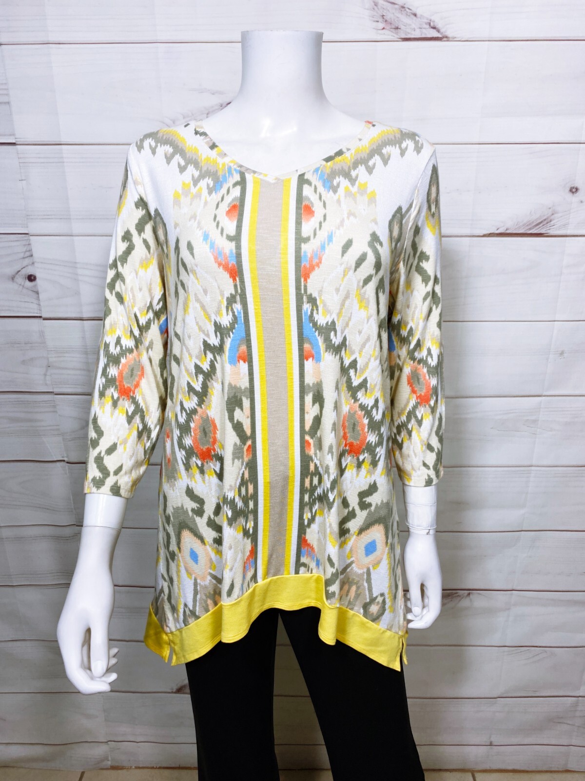 Haut Femme Manches 3/4 Chico's Zenergy - Taille 0 (XS), Blanc, Floral Burnout, Stretch, Excellent état