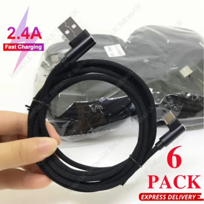 6Pack 90 DEGREE Right Angle USB Type C to A Fast Charger Charging Cable 3/6/10FT