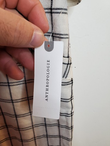 NEW Anthropologie Cream Windowpane Linen Plaid Wide Leg Pant Size 8 NWT - Picture 6 of 9