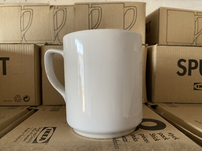 8 Stück Glühweintasse Ikea SPURT Steinzeug Tassen Becher - weiß schlicht