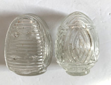 Vintage Crystal Clear Glass Bird Cage Feeder Water Cups Pair Made in USA