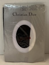 Christian Dior L Allure Pantyhose Navy Blue Size 1 Sheer Leg Cotton Crotch New