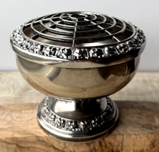 Vintage Ian Heathe Ltd IANTHE Posy Rose Bowl Frog Silver Plate on Zinc 1950's