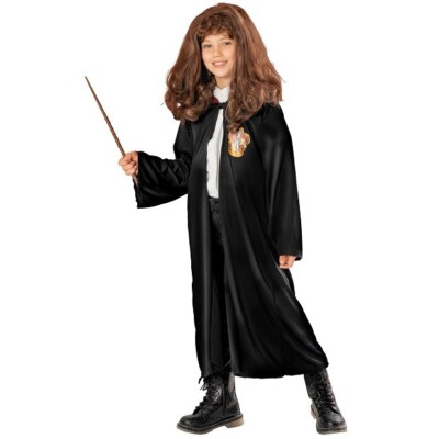 Lizenzierte Kinder Hermine aus Harry Potter Gewand Zauberstab & Perücke Kit Buch Tag Rubine